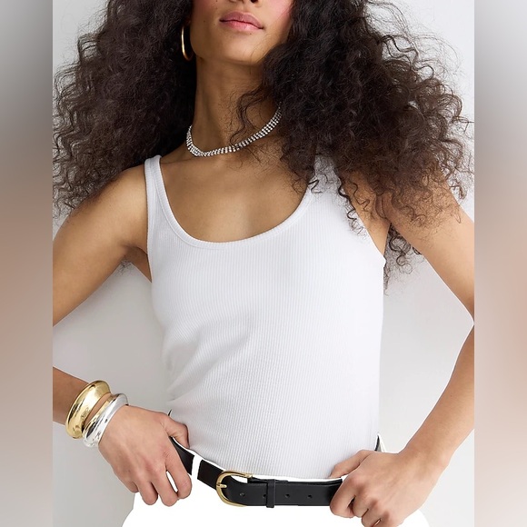 NWT J.Crew Vintage Ribbed White Shelf‑Bra Tank Top Camisole Size Medium - Picture 1 of 5